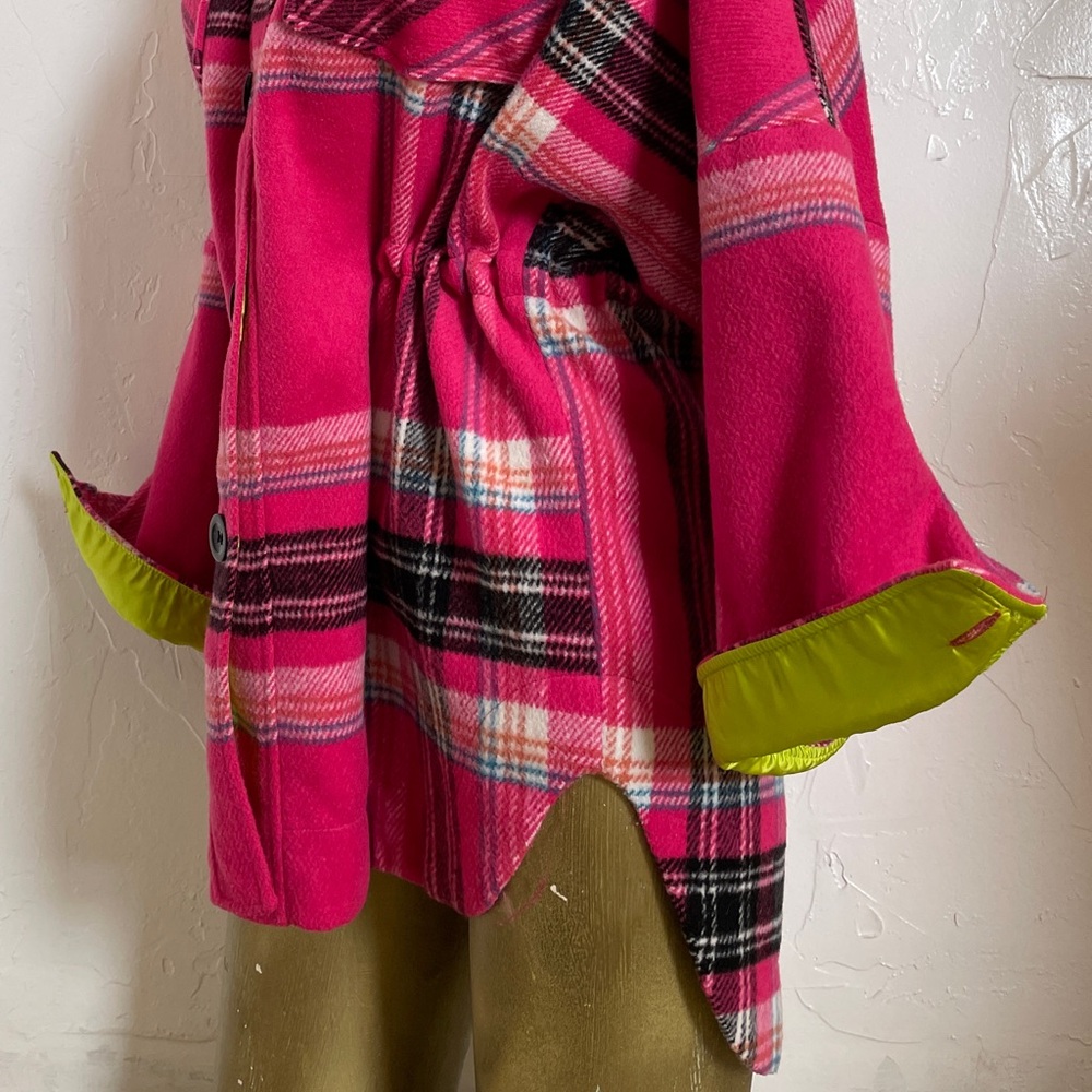FREE PEOPLE Pink & Lime DOWN FOR YOU Plaid Shacket JACKET Size XS - Picture 13 of 16